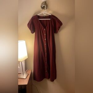 Madewell (Re)sponsible Bubble-Sleeve Button-Front Midi Dress